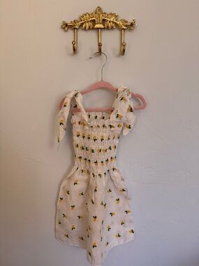 Linen Smocked Lemon Baby Dress Made in Italy